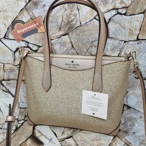 Lola Joeley Shimmy Glitter Lola Satchel Crossbody Rose Gold Small Kate Spade